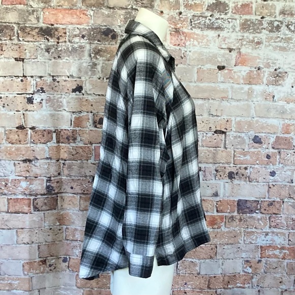 SO Long Sleeve Button Down Plaid Shirt Black & White Sz Small - Picture 3 of 8